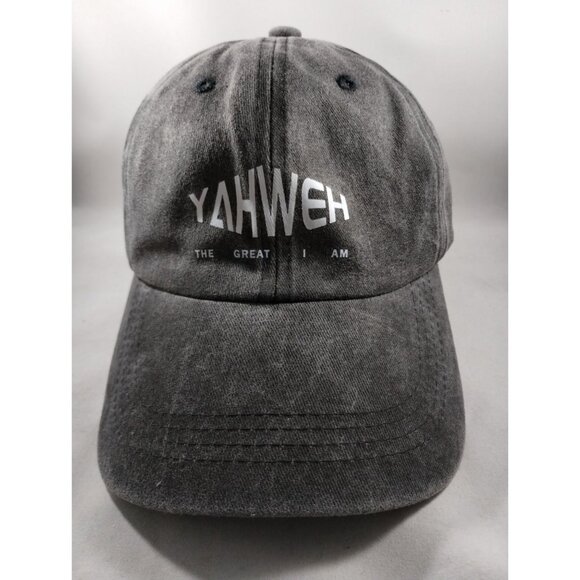 Yahweh The Great I Am Baseball Cap Religious Christian Charcoal Black Gray Hat - Picture 1 of 6